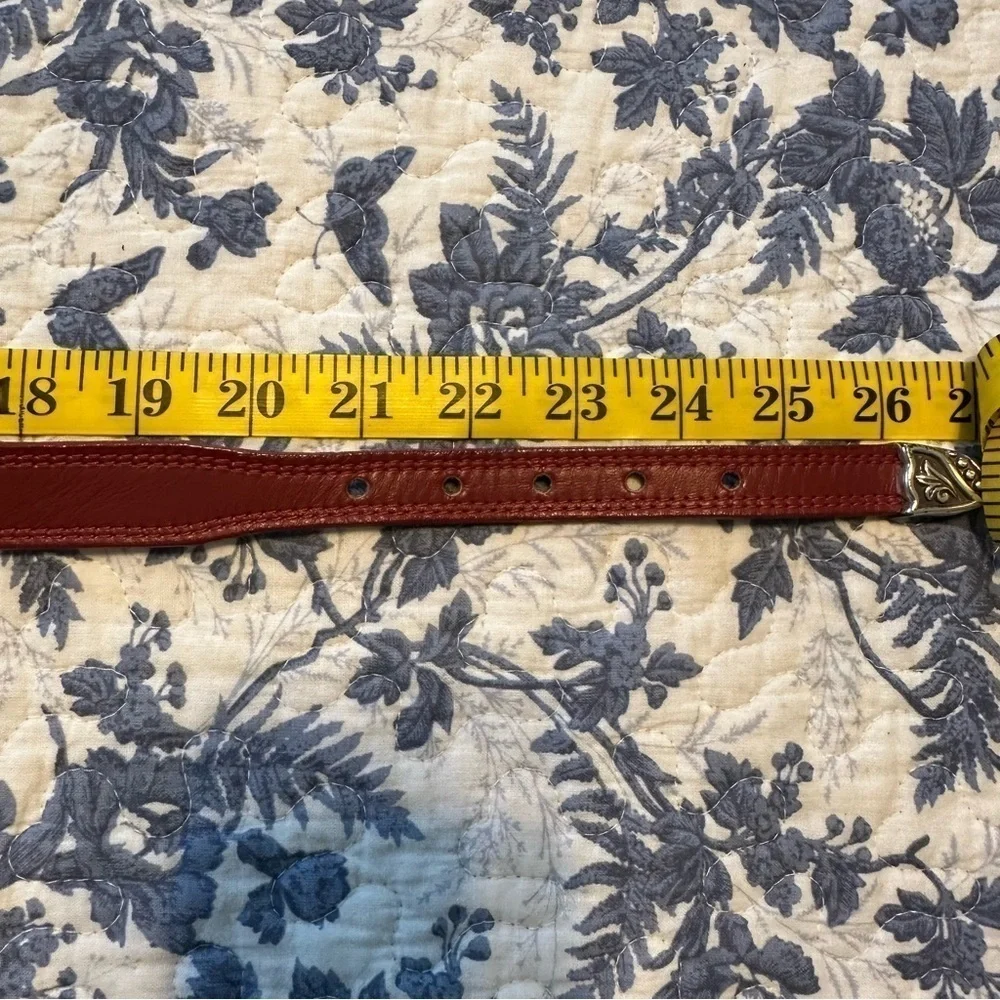 Nocona Belt Leather Red Western with Silver Hardware Size 21” - 24 1/2”